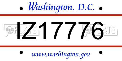 IZ17776 District Of Columbia License Plate