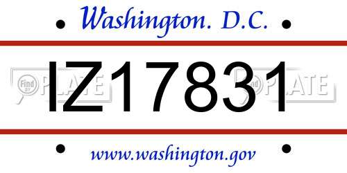 IZ17831 District Of Columbia License Plate