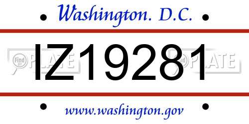 IZ19281 District Of Columbia License Plate