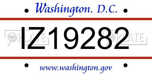 IZ19282 District Of Columbia License Plate