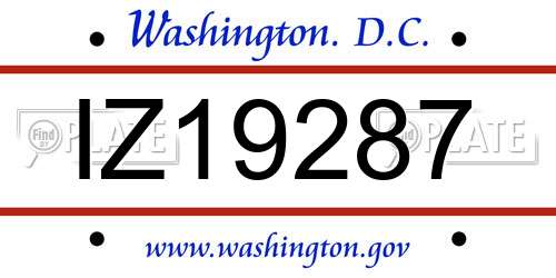 IZ19287 District Of Columbia License Plate