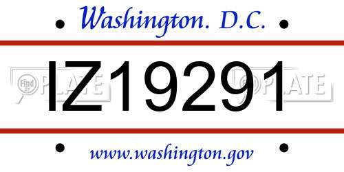 IZ19291 District Of Columbia License Plate