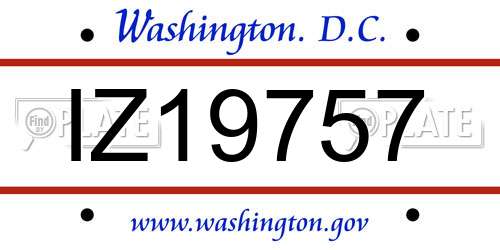 IZ19757 District Of Columbia License Plate