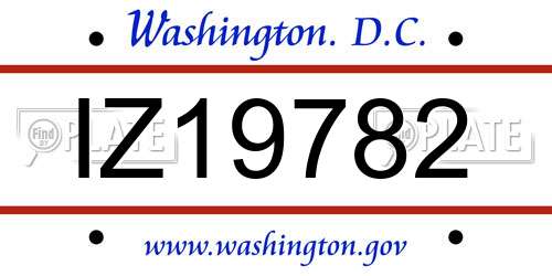 IZ19782 District Of Columbia License Plate