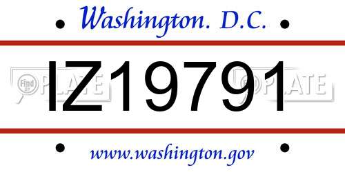 IZ19791 District Of Columbia License Plate
