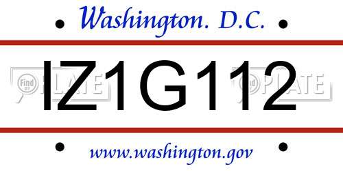 IZ1G112 District Of Columbia License Plate