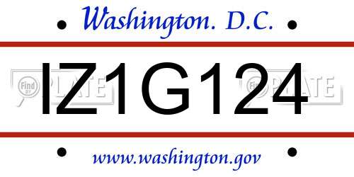 IZ1G124 District Of Columbia License Plate