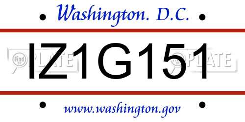 IZ1G151 District Of Columbia License Plate
