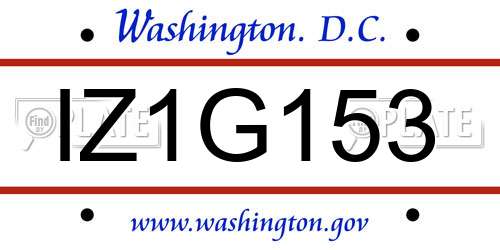 IZ1G153 District Of Columbia License Plate