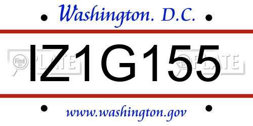 IZ1G155 District Of Columbia License Plate