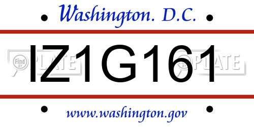 IZ1G161 District Of Columbia License Plate