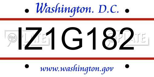 IZ1G182 District Of Columbia License Plate