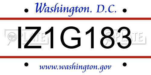 IZ1G183 District Of Columbia License Plate