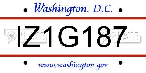 IZ1G187 District Of Columbia License Plate