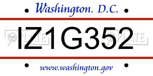 IZ1G352 District Of Columbia License Plate