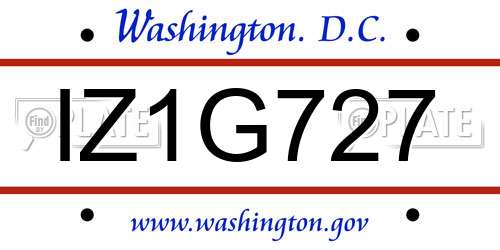 IZ1G727 District Of Columbia License Plate