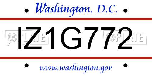 IZ1G772 District Of Columbia License Plate