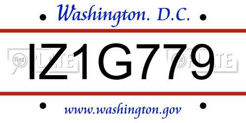 IZ1G779 District Of Columbia License Plate