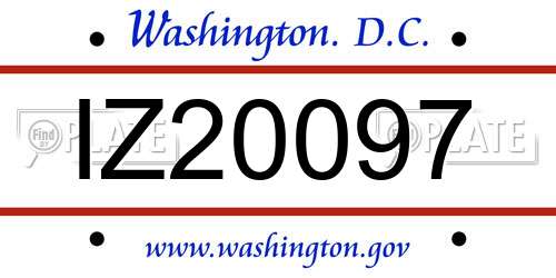 IZ20097 District Of Columbia License Plate
