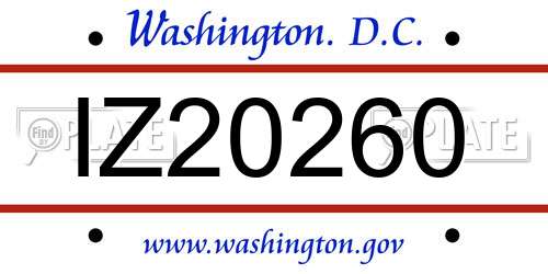 IZ20260 District Of Columbia License Plate