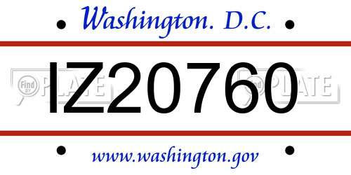 IZ20760 District Of Columbia License Plate
