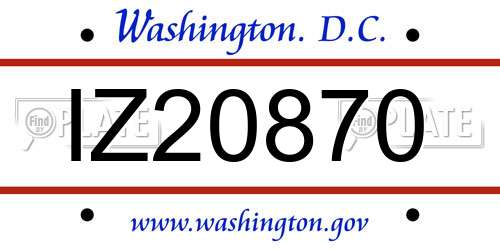 IZ20870 District Of Columbia License Plate