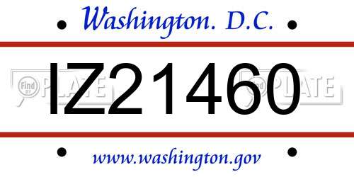 IZ21460 District Of Columbia License Plate
