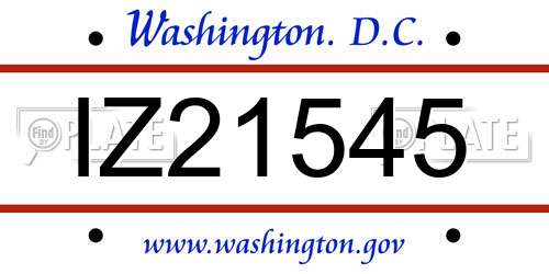IZ21545 District Of Columbia License Plate