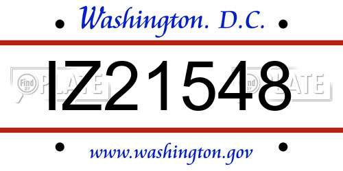 IZ21548 District Of Columbia License Plate