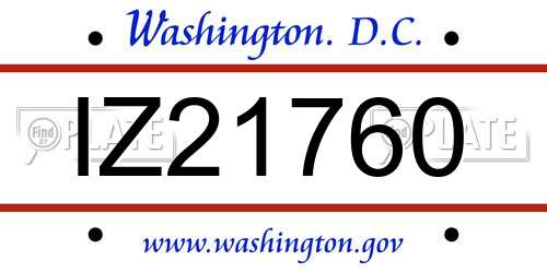 IZ21760 District Of Columbia License Plate