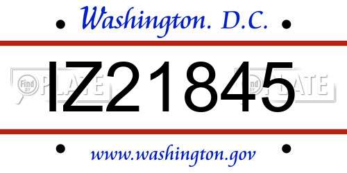 IZ21845 District Of Columbia License Plate
