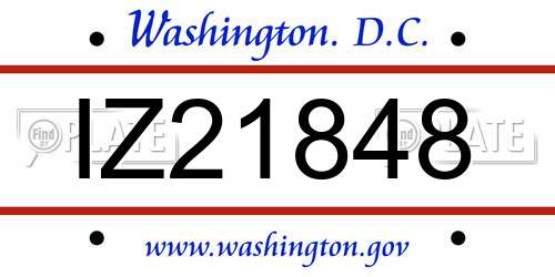 IZ21848 District Of Columbia License Plate
