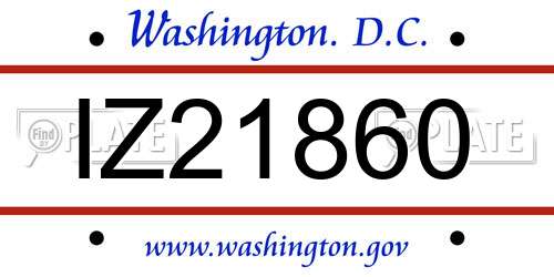 IZ21860 District Of Columbia License Plate