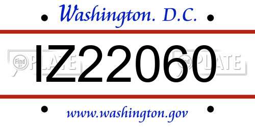 IZ22060 District Of Columbia License Plate