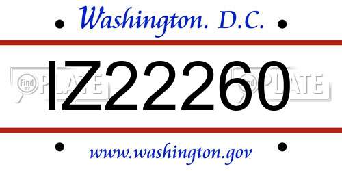 IZ22260 District Of Columbia License Plate