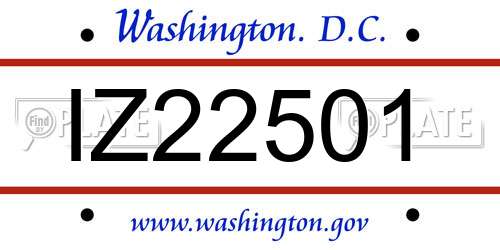 IZ22501 District Of Columbia License Plate