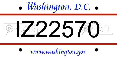 IZ22570 District Of Columbia License Plate
