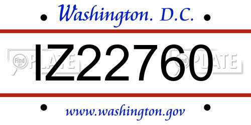 IZ22760 District Of Columbia License Plate