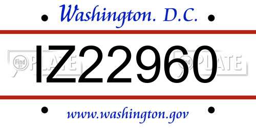 IZ22960 District Of Columbia License Plate