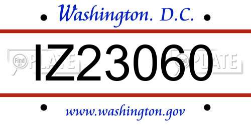 IZ23060 District Of Columbia License Plate