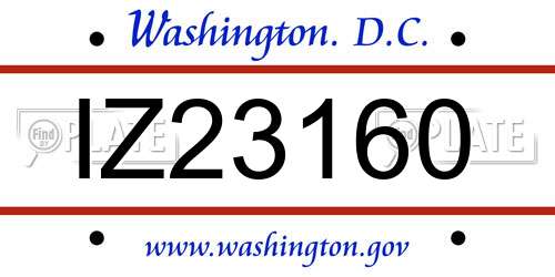 IZ23160 District Of Columbia License Plate