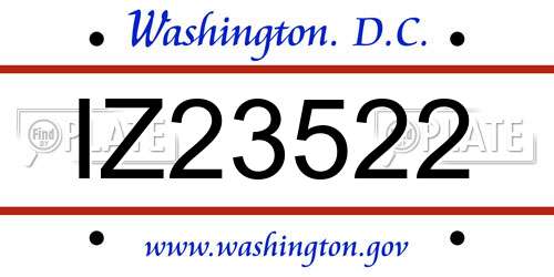IZ23522 District Of Columbia License Plate