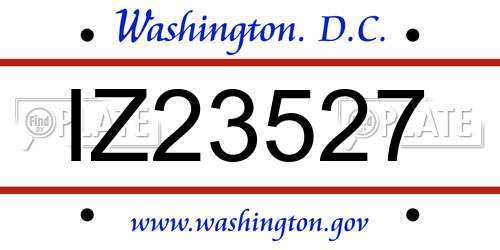 IZ23527 District Of Columbia License Plate