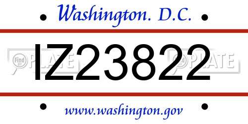 IZ23822 District Of Columbia License Plate