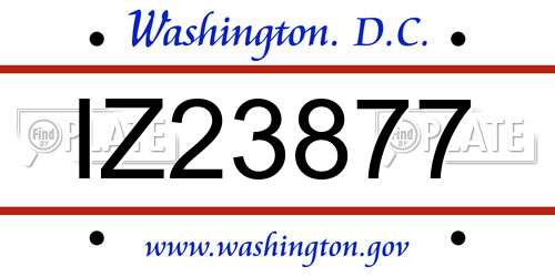 IZ23877 District Of Columbia License Plate