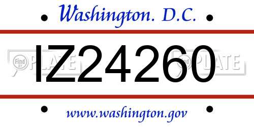 IZ24260 District Of Columbia License Plate