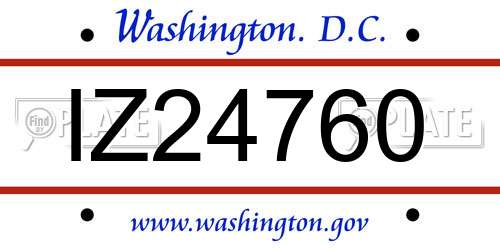 IZ24760 District Of Columbia License Plate