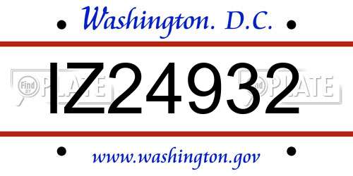 IZ24932 District Of Columbia License Plate