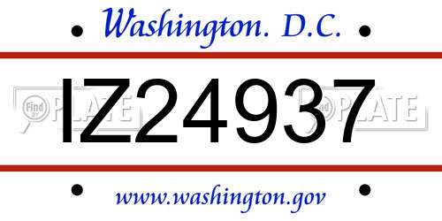 IZ24937 District Of Columbia License Plate