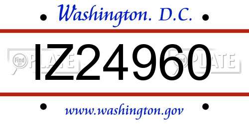 IZ24960 District Of Columbia License Plate